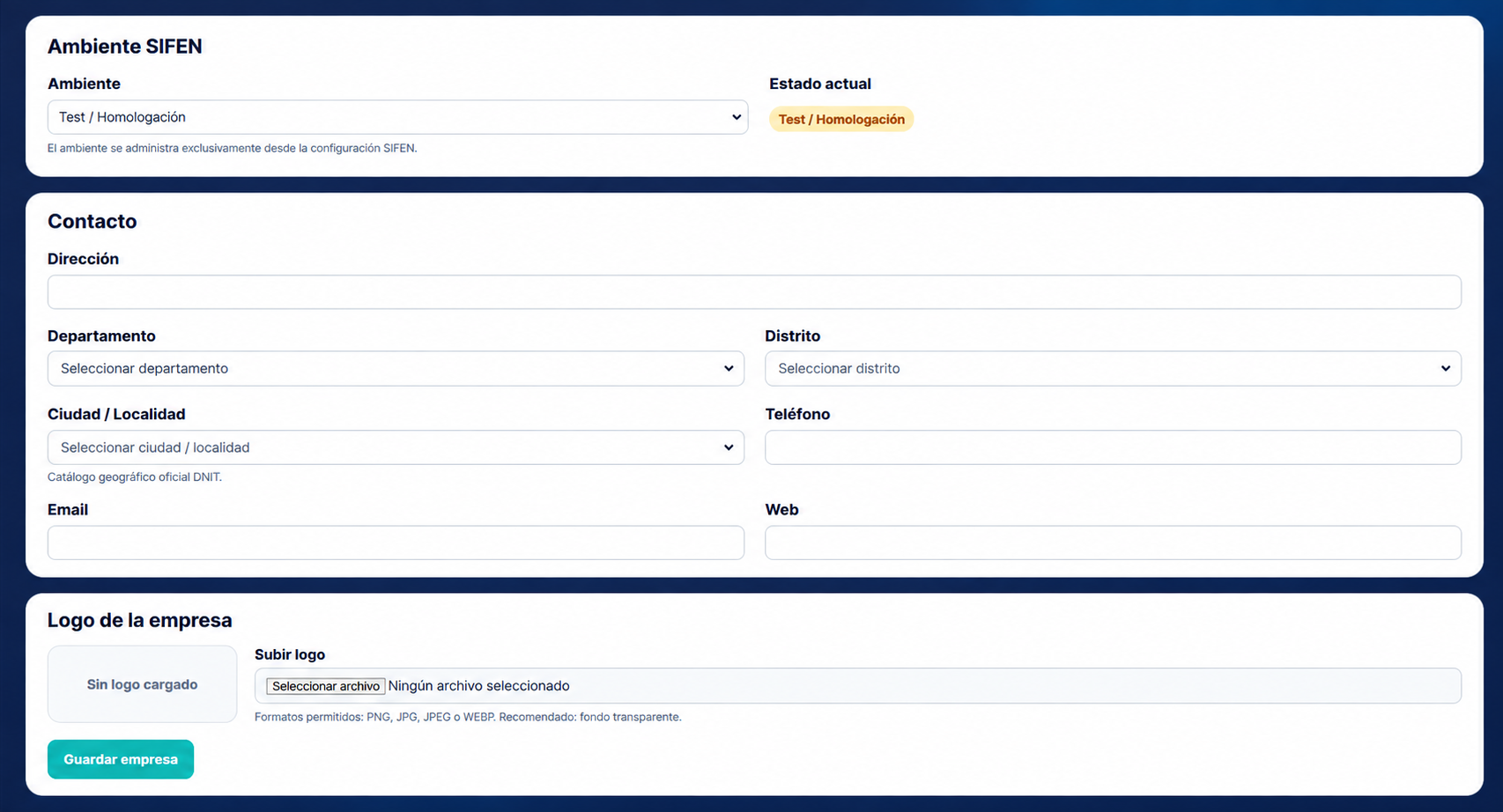 Company contact information and logo in EventFlow FE PRO