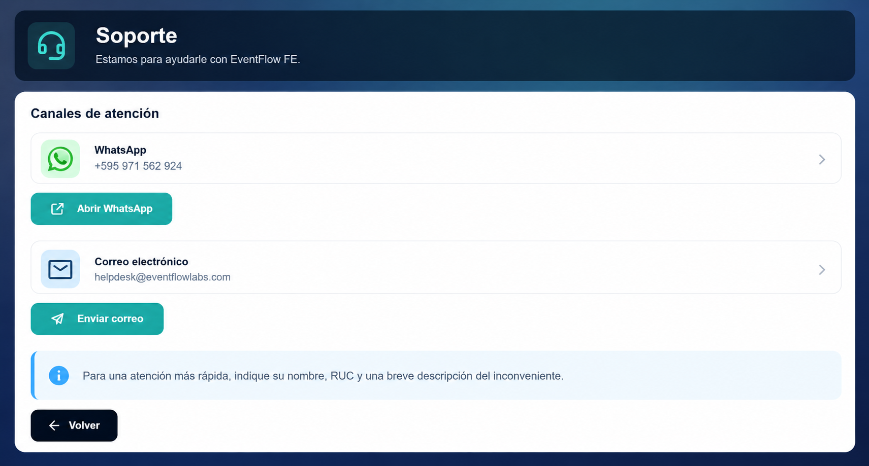 Support channels in EventFlow FE PRO